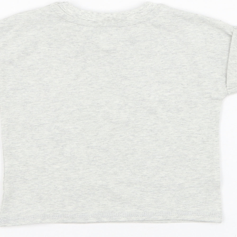Mint Velvet Girls Grey Cotton Basic T-Shirt Size 0-3 Months Round Neck Pullover - Hooray