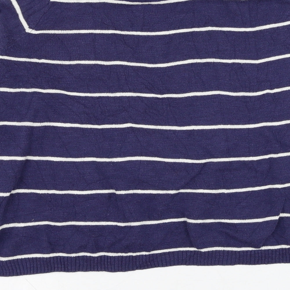 Pepe Jeans Womens Black Round Neck Striped Cotton Pullover Jumper Size S