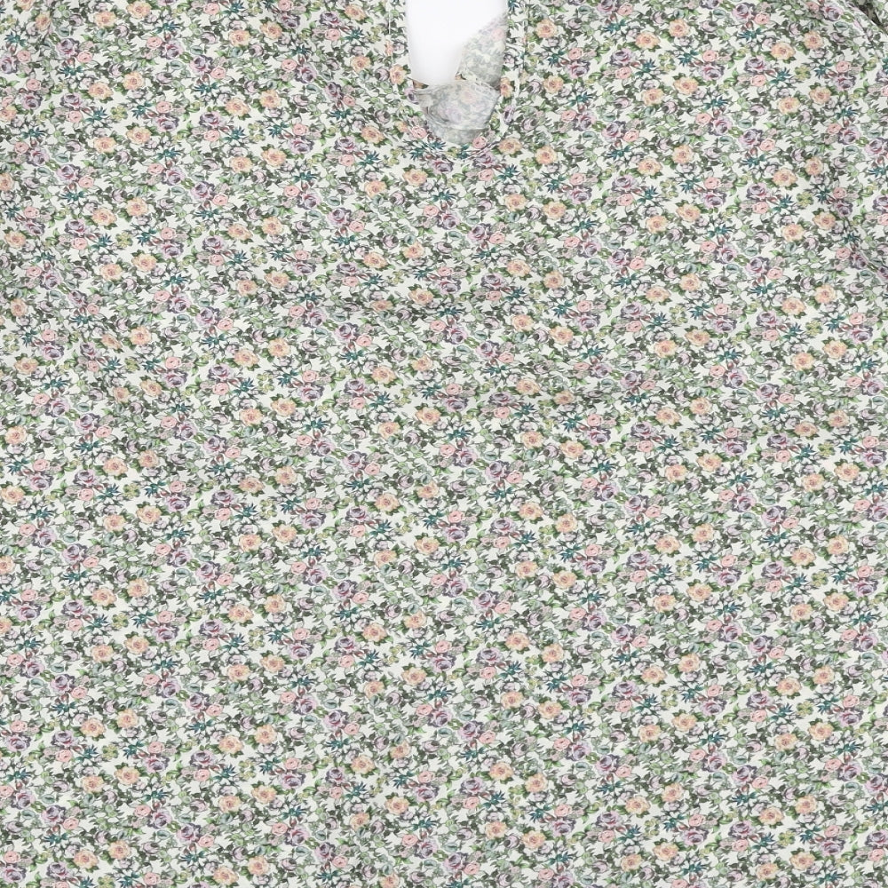 Holly & Joey Womens Multicoloured Floral Polyester Basic Blouse Size M V-Neck