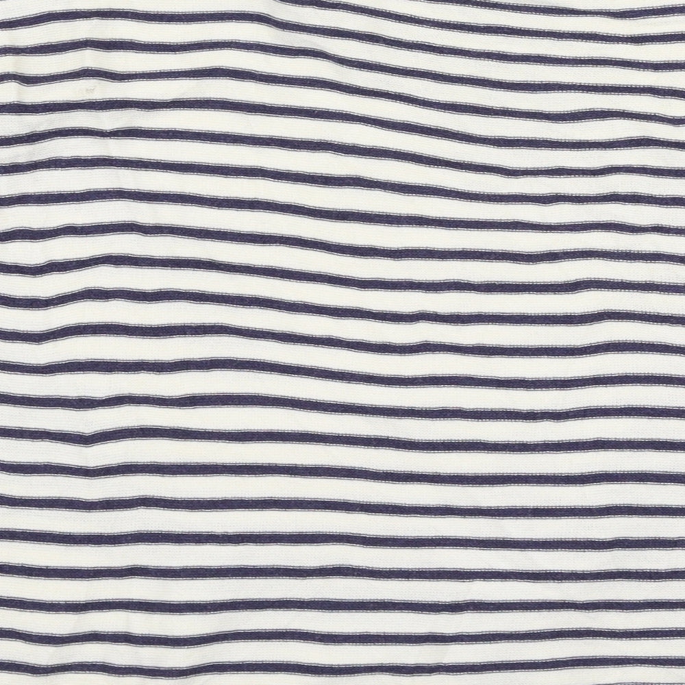 Marie Sixtine Womens White Round Neck Striped Cotton Pullover Jumper Size S