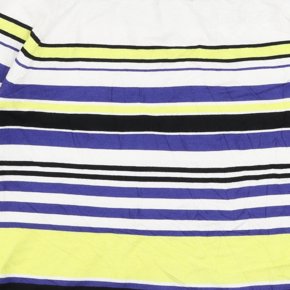 M&Co Womens Multicoloured Boat Neck Striped Viscose Pullover Jumper Size 14
