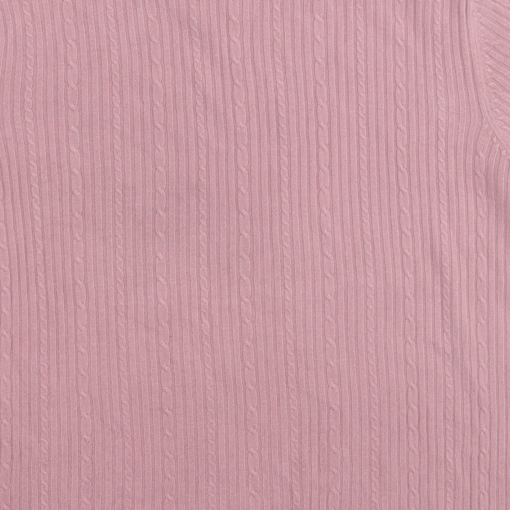 easytex Womens Pink Round Neck Acrylic Pullover Jumper Size 20