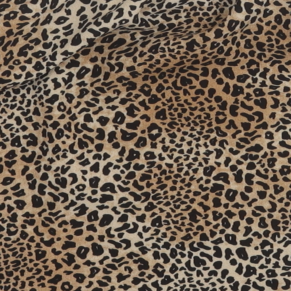 Divided by H&M Womens Brown Animal Print Polyester Basic Polo Size 8 Round Neck
