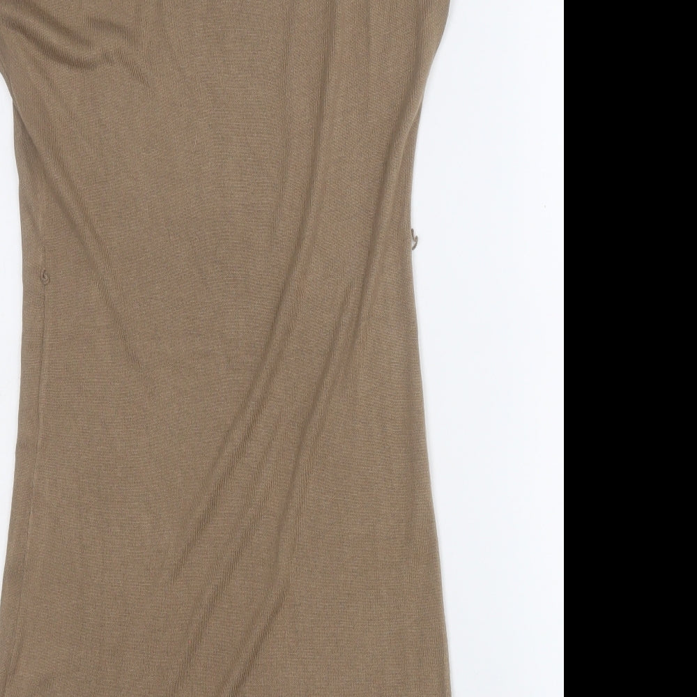H&M Womens Brown Viscose A-Line Size M Round Neck