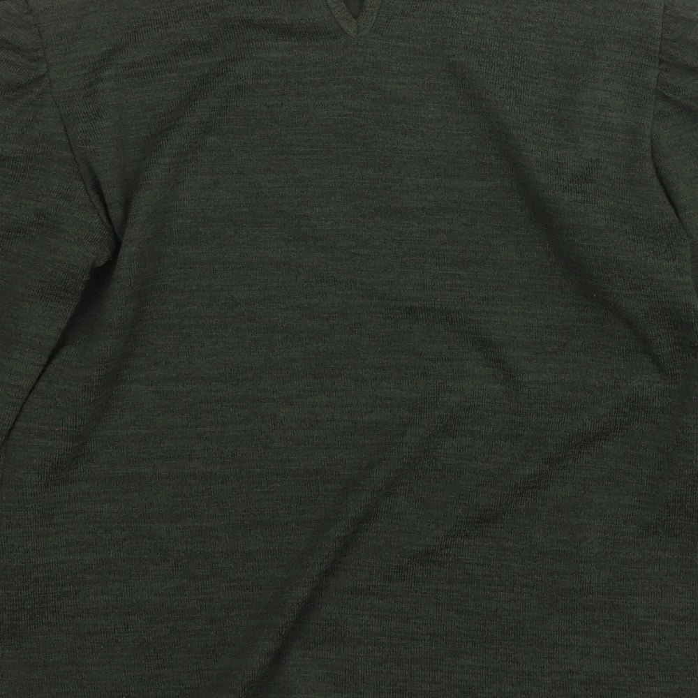 M&Co Womens Green Round Neck Polyester Pullover Jumper Size 8