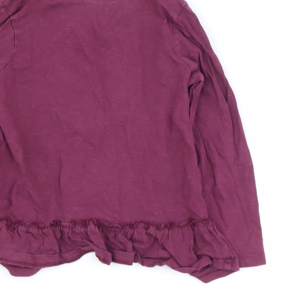 TU Girls Purple Cotton Basic Casual Size 3-4 Years Round Neck