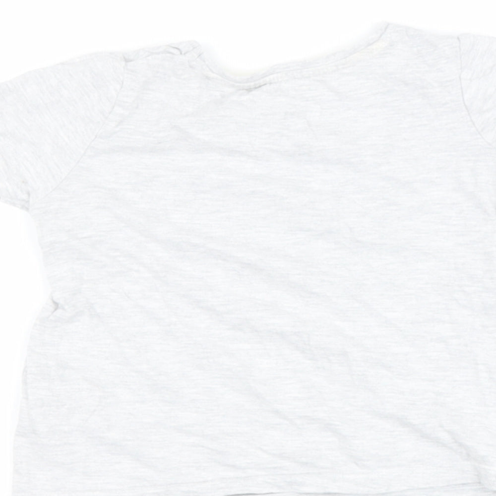 Primark Girls Grey Cotton Basic Casual Size 3-4 Years Round Neck