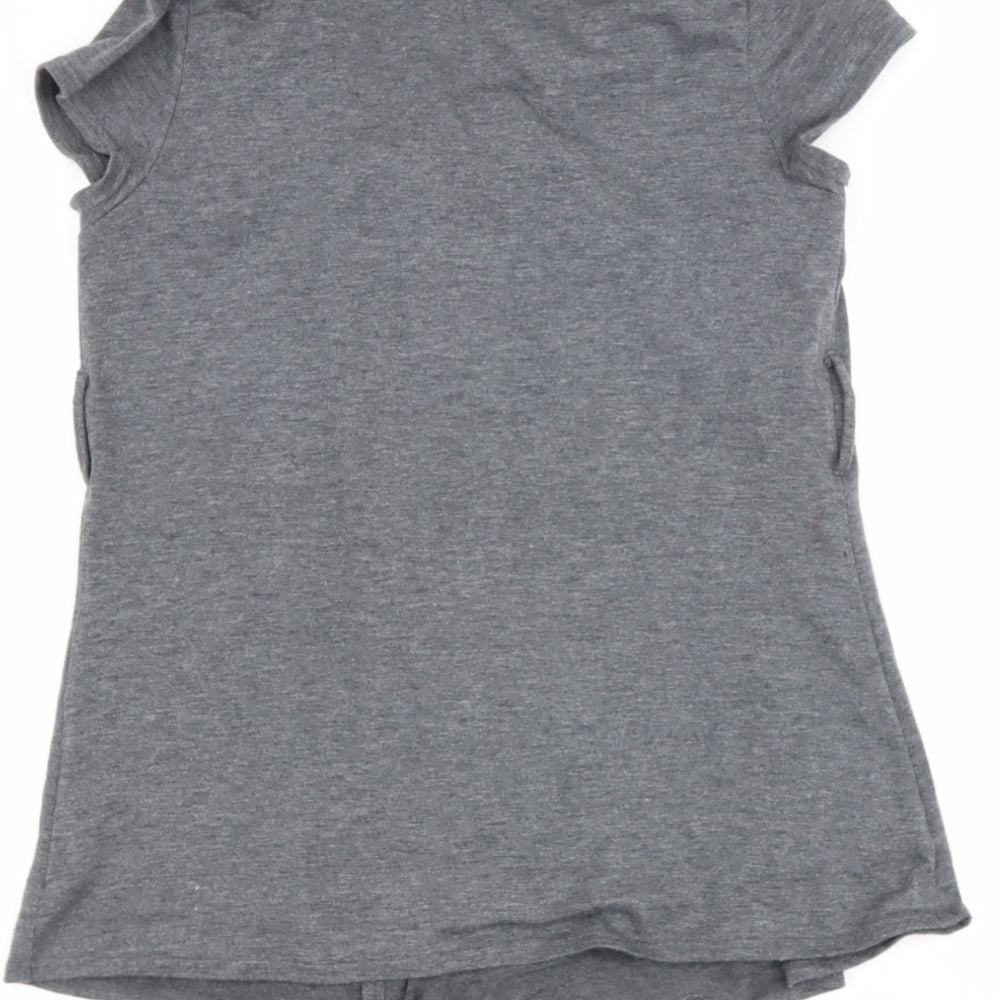 amy dyer Womens Grey V-Neck Polyethylene Henley Jumper Size XL