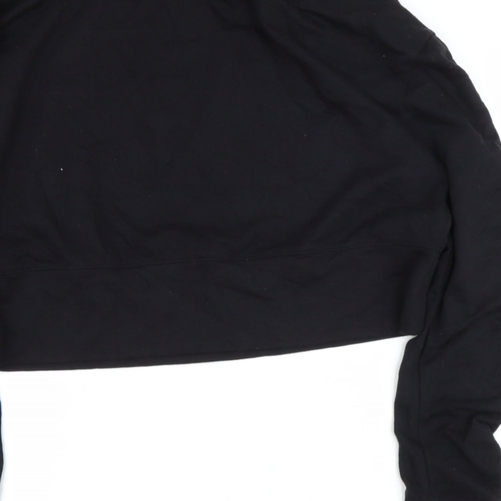 Flirtitude Womens Black Round Neck Cotton Henley Jumper Size M