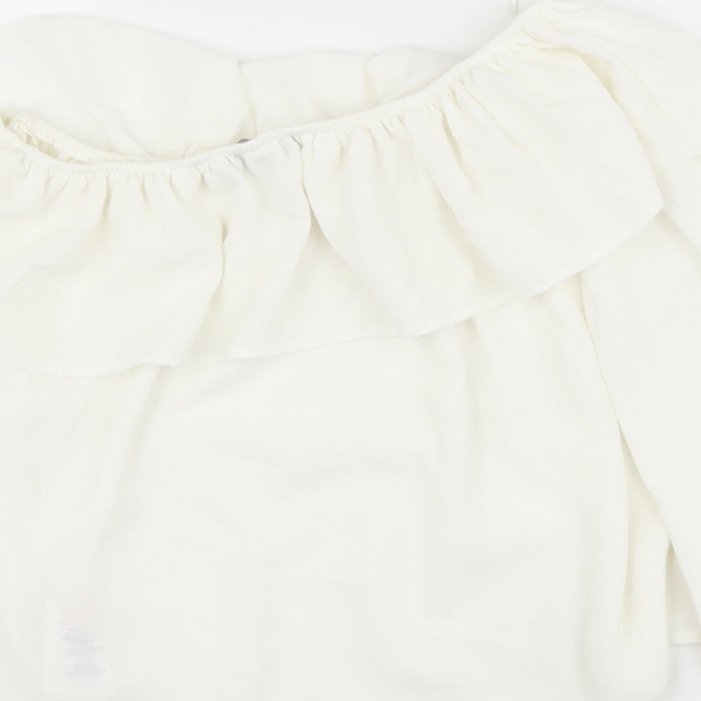 newlook Womens Beige Polyester Basic Blouse Size 10 Off the Shoulder