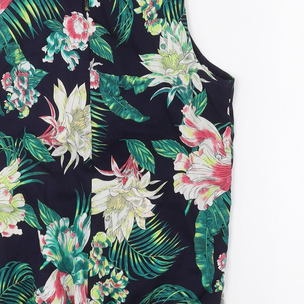 VERO MODA Womens Multicoloured Floral Polyester Basic T-Shirt Size S Crew Neck