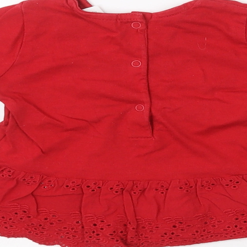 NEXT Girls Red Cotton Pullover T-Shirt Size 0-3 Months Crew Neck