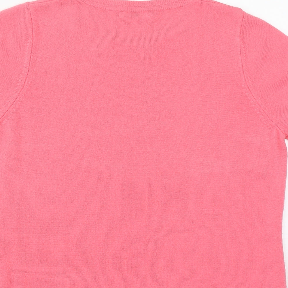 Marks & Spencer Womens Pink Round Neck Acrylic Pullover Jumper Size 12