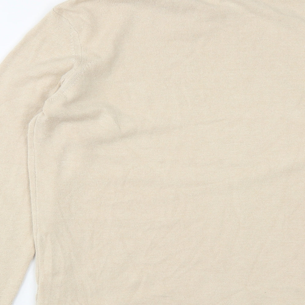 Mona Womens Beige High Neck Modal Pullover Jumper Size 12