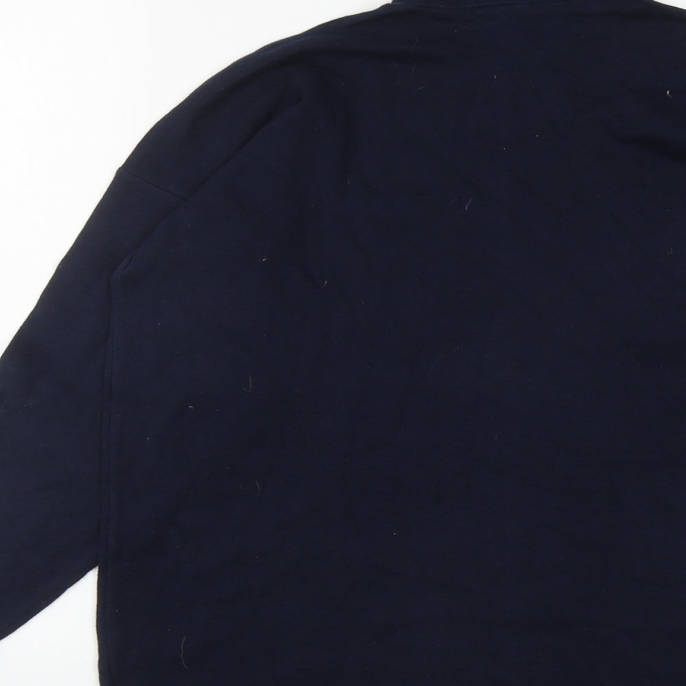 Preworn Womens Blue Cotton Basic T-Shirt Size 8 High Neck