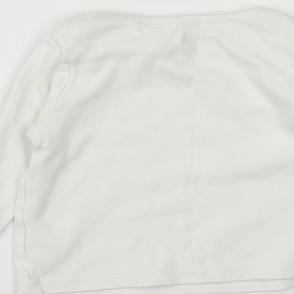 F&F Girls White Cotton Basic T-Shirt Size 12-18 Months Round Neck