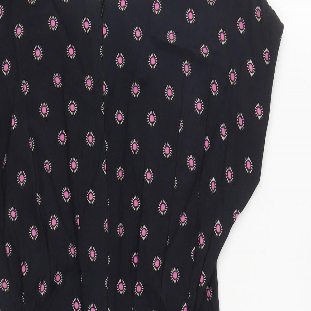 Topshop Womens Black Geometric Viscose Playsuit One-Piece Size 6 Zip