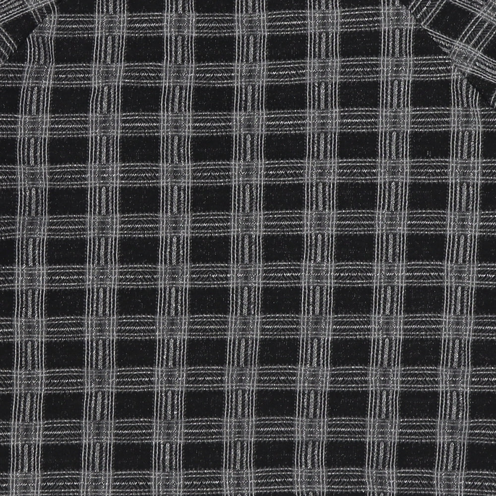 Promod Womens Black Plaid Polyester Pullover Sweatshirt Size L Pullover