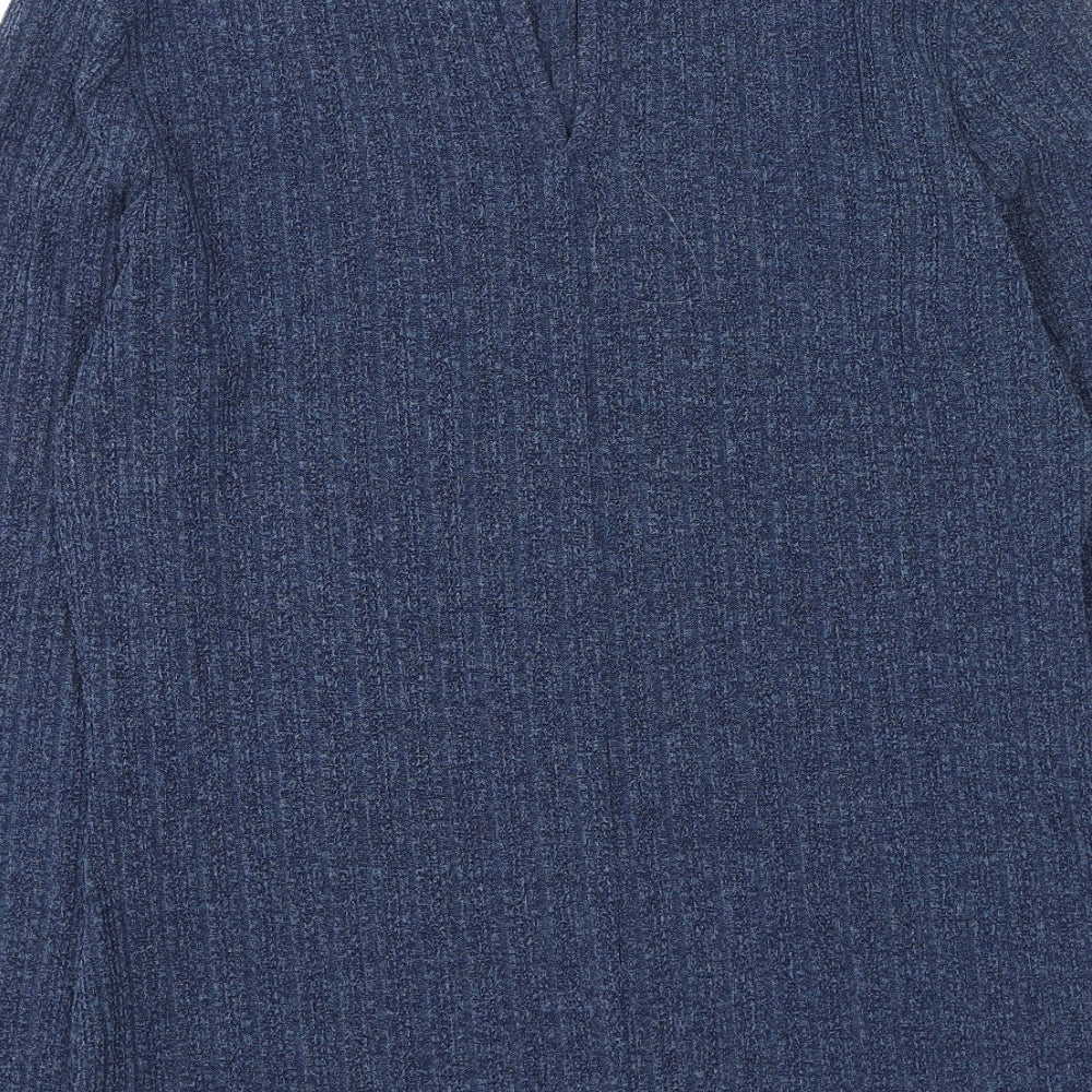 NEXT Womens Blue High Neck Polyester Henley Jumper Size 14