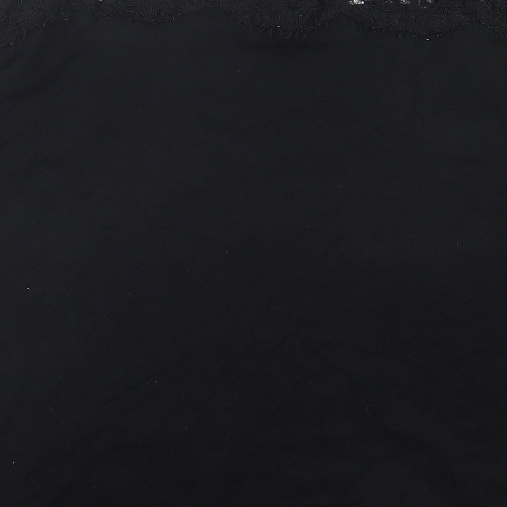 Papaya Womens Black Crew Neck Viscose Pullover Jumper Size 12