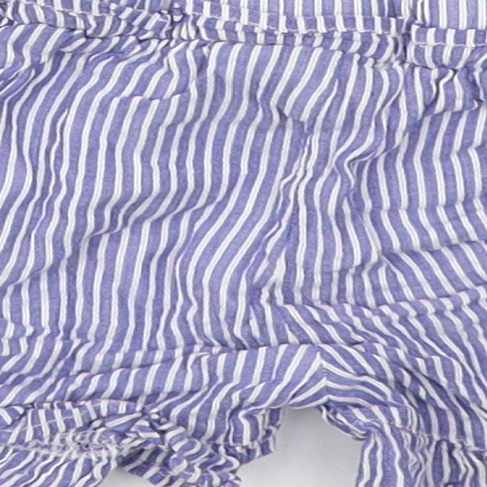 Primark Girls Blue Striped Cotton Cropped Trousers Size 24 Months