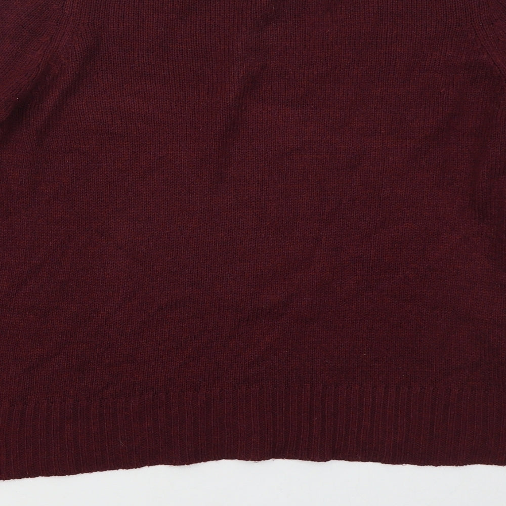 H&M Womens Red Crew Neck Acrylic Pullover Jumper Size S