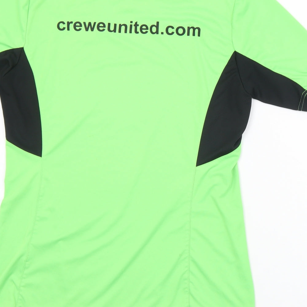 Crewe United Mens Green Polyester T-Shirt Size M V-Neck - Crewe United