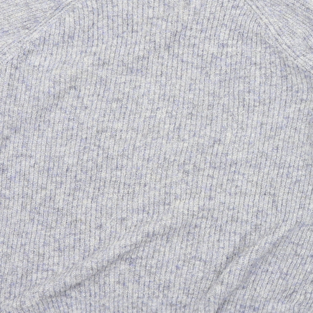 Papaya Womens Blue Crew Neck Acrylic Pullover Jumper Size M