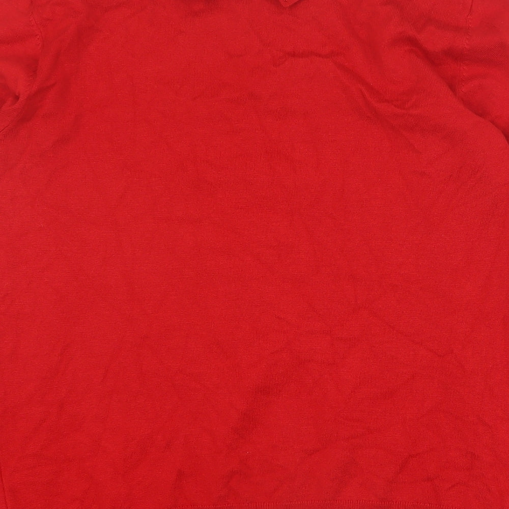 Vida Vi Womens Red Collared Viscose Pullover Jumper Size M