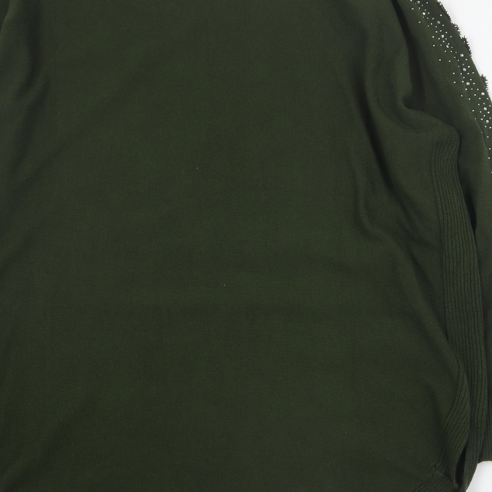 Preworn Womens Green Round Neck Viscose Pullover Jumper Size S