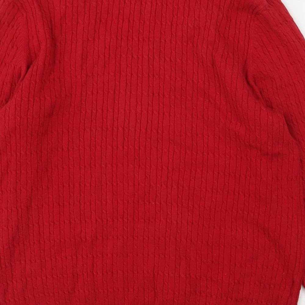 Country Casuals Womens Red V-Neck Cotton Pullover Jumper Size L