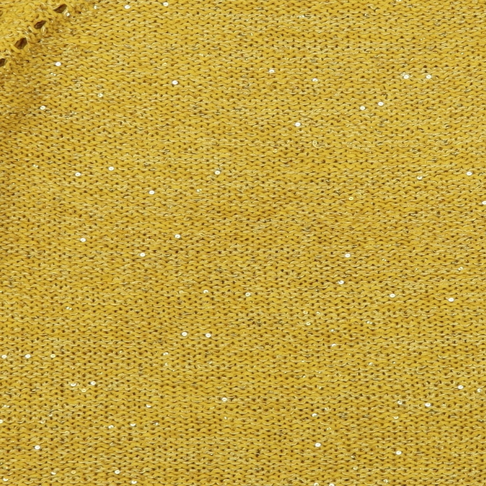 Pebble Bay Womens Yellow Round Neck Polyester Pullover Jumper Size S