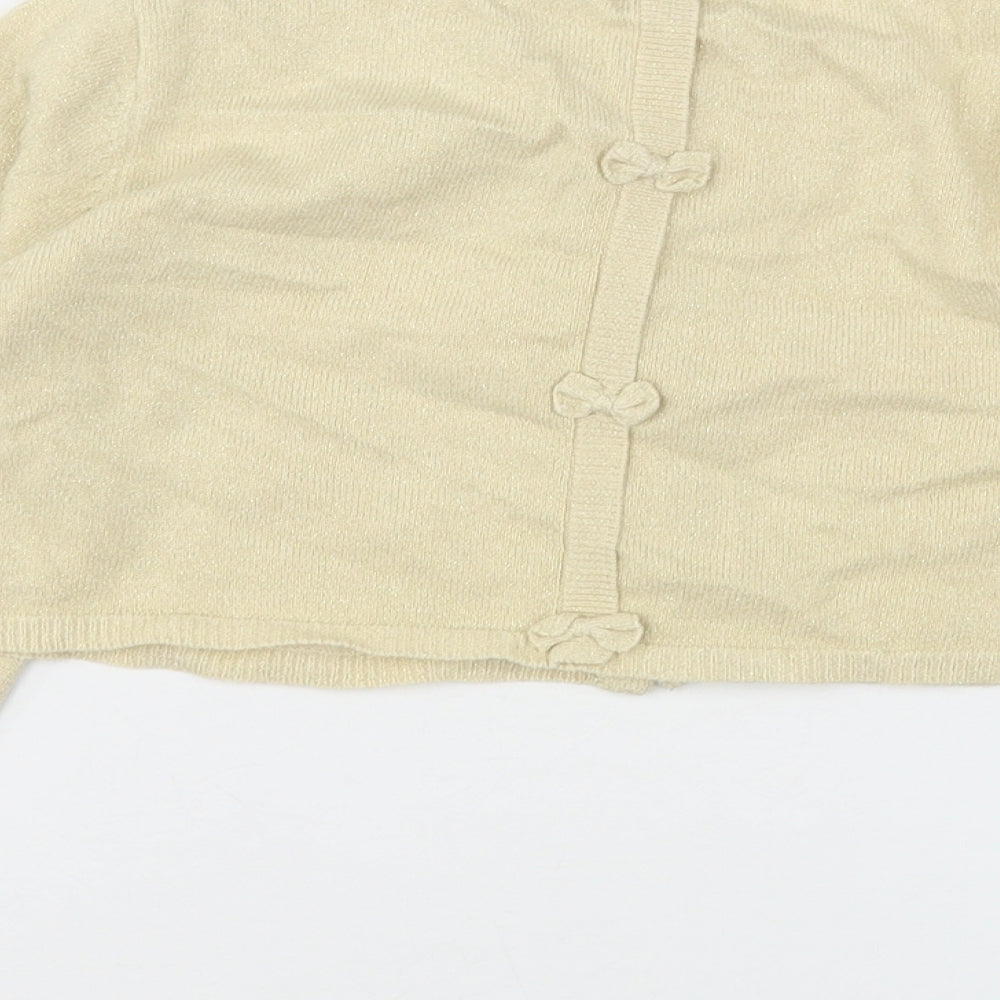 Boboli Girls Beige Round Neck Polyester Cardigan Jumper Size 8 Years