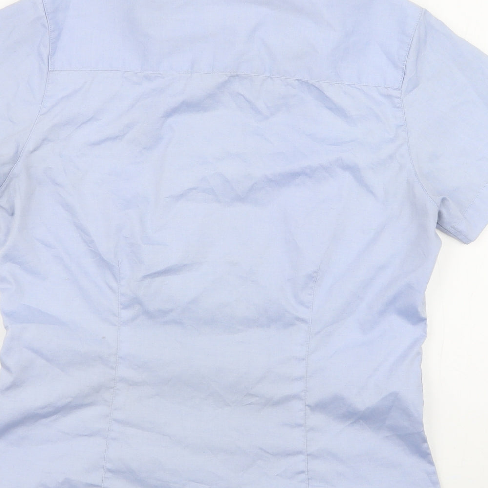 Kustom Kit Womens Blue Cotton Jersey Button-Up Size 8 Collared