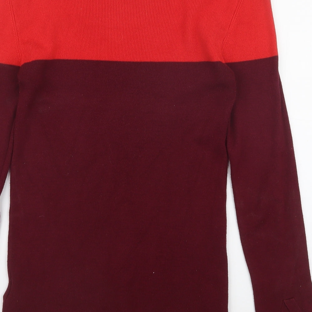 Oasis Womens Purple Colourblock Viscose Pullover Sweatshirt Size XS