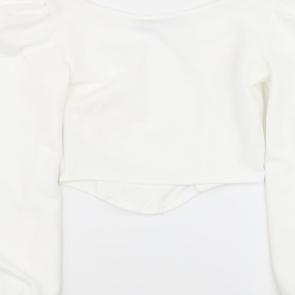 PRETTYLITTLETHING Womens White Polyester Basic Tank Size 8 Square Neck