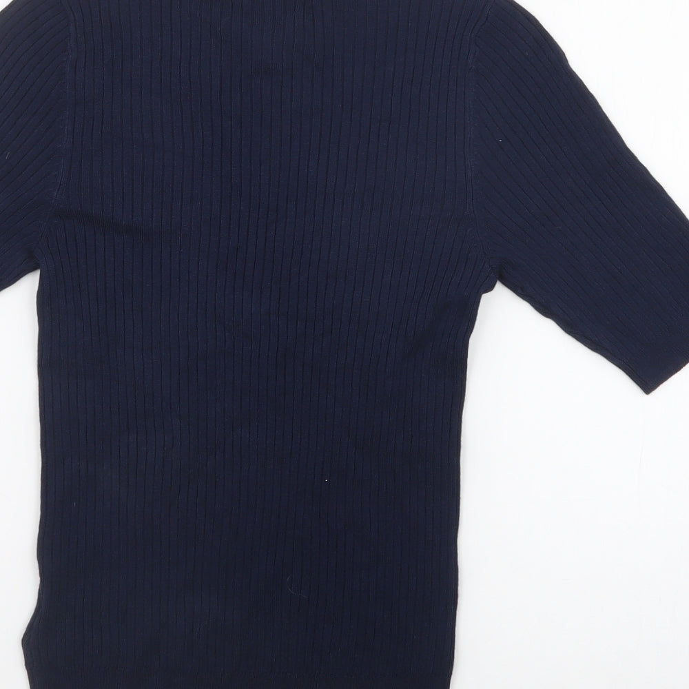 Marks and Spencer Womens Blue Trivinyl Jersey Polo Size 6 Crew Neck