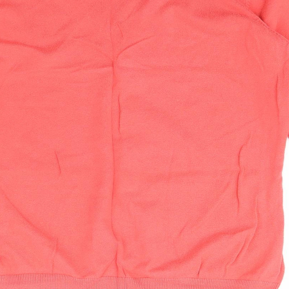 Dunnes Stores Womens Pink V-Neck Cotton Pullover Jumper Size L
