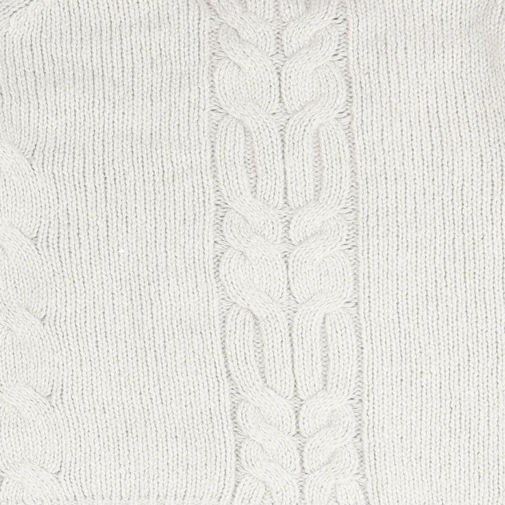 Oasis Womens Beige Scoop Neck Acrylic Pullover Jumper Size S