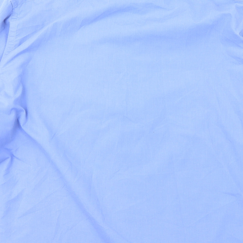 Hutson Harbour Mens Blue Polyester Button-Up Size 15.5 Collared Button