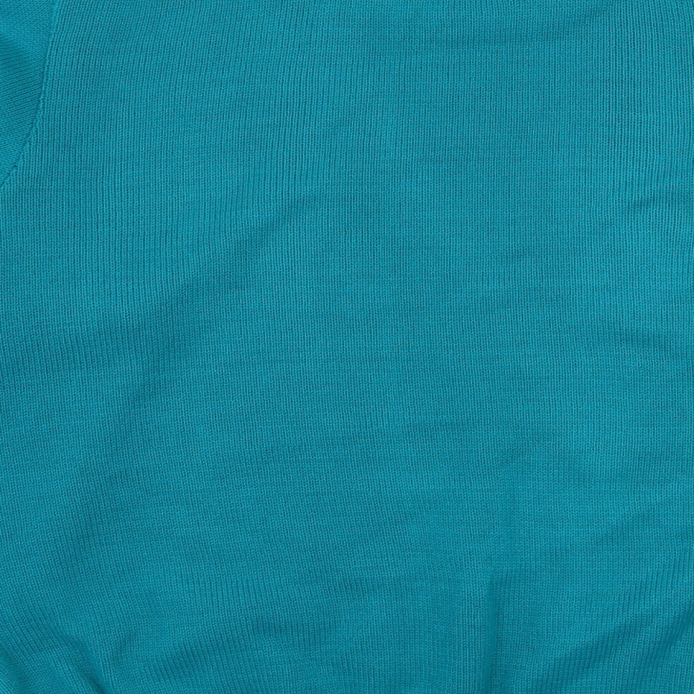 Classic Womens Green Round Neck Acrylic Pullover Jumper Size M