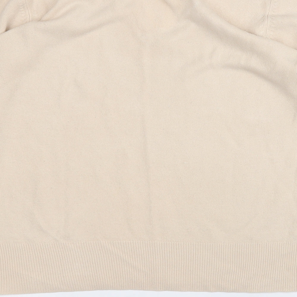 BHS Womens Beige V-Neck Acrylic Pullover Jumper Size 16