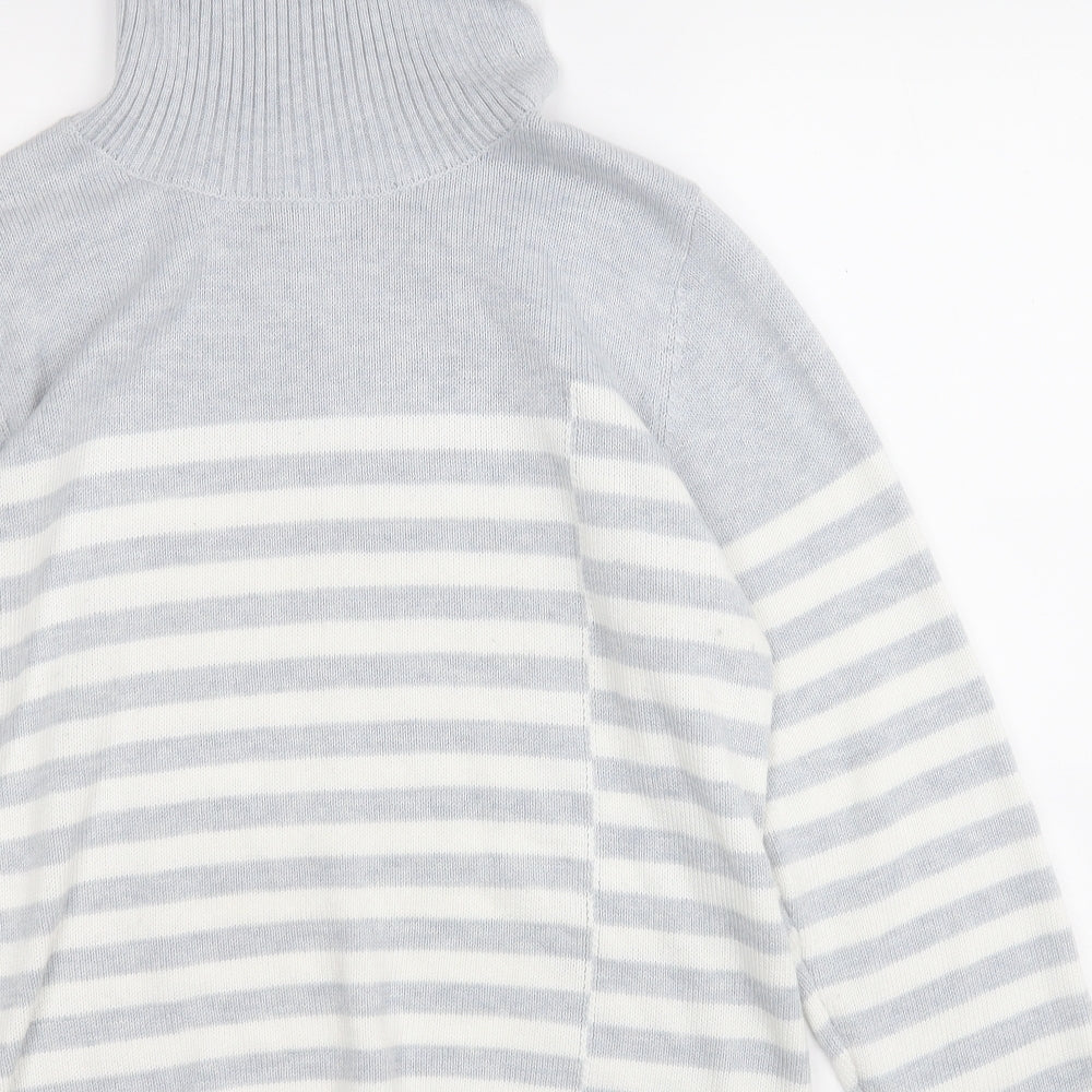Roman Womens Grey Roll Neck Striped Polyester Pullover Jumper Size 18