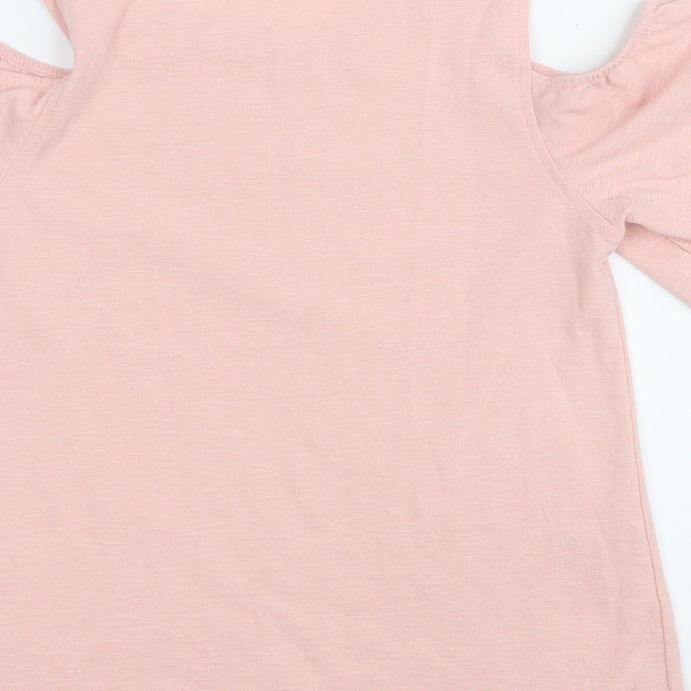 F&F Womens Pink Polyester Basic T-Shirt Size 8 Round Neck