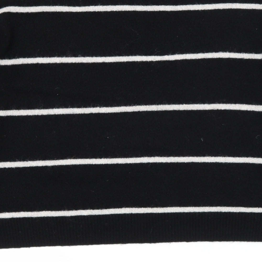 H&M Womens Beige Round Neck Striped Polyacrylate Fibre Henley Jumper Size S