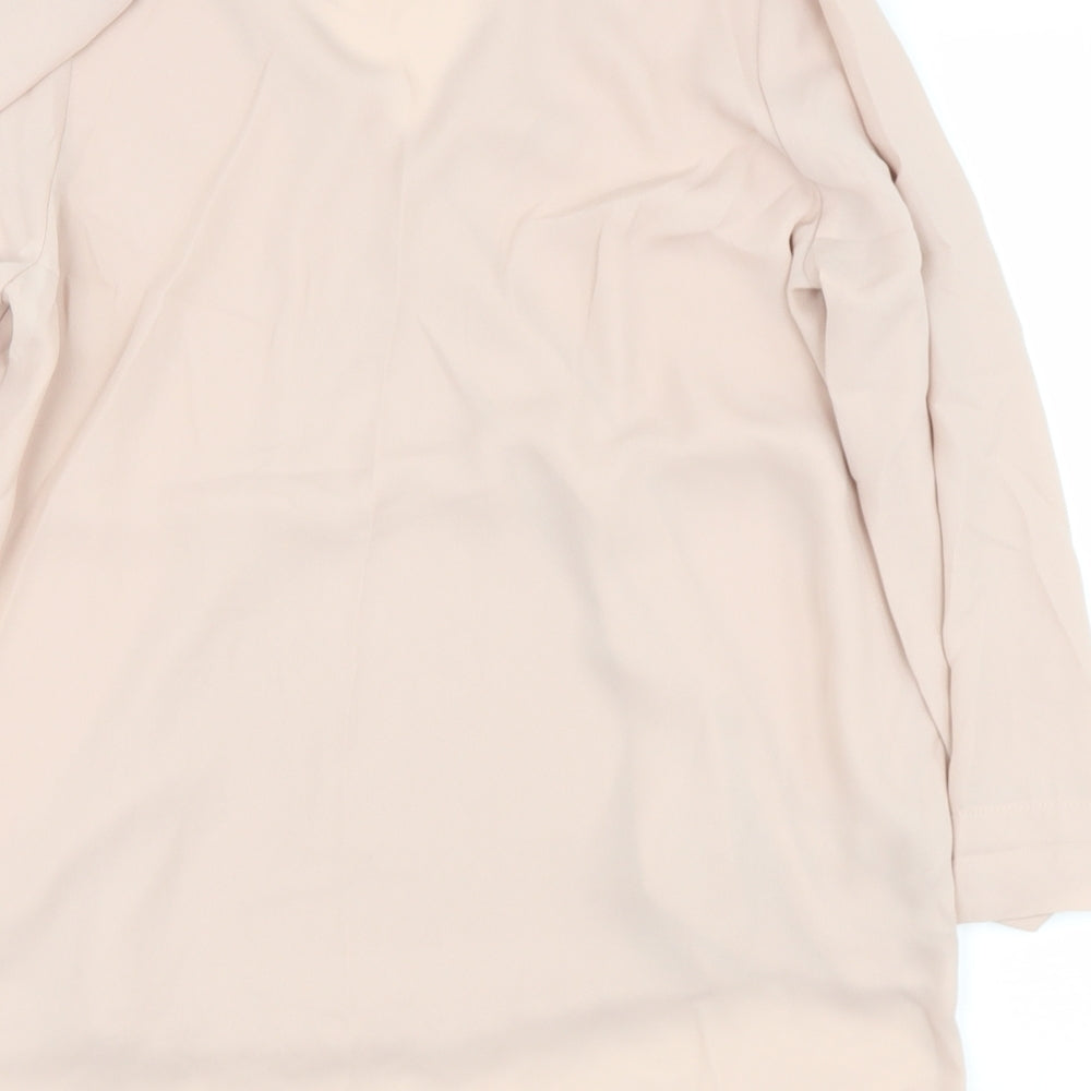 new look Womens Beige Polyester Basic Size 8 V-Neck