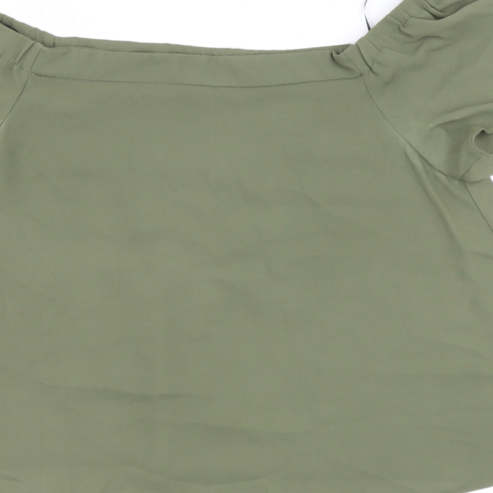 new look Womens Green Polyester Basic Blouse Size 10 Off the Shoulder