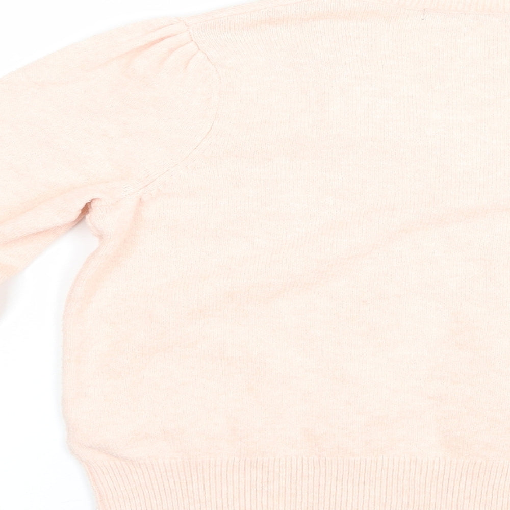 Marks & Spencer Womens Pink V-Neck Cotton Pullover Jumper Size 12