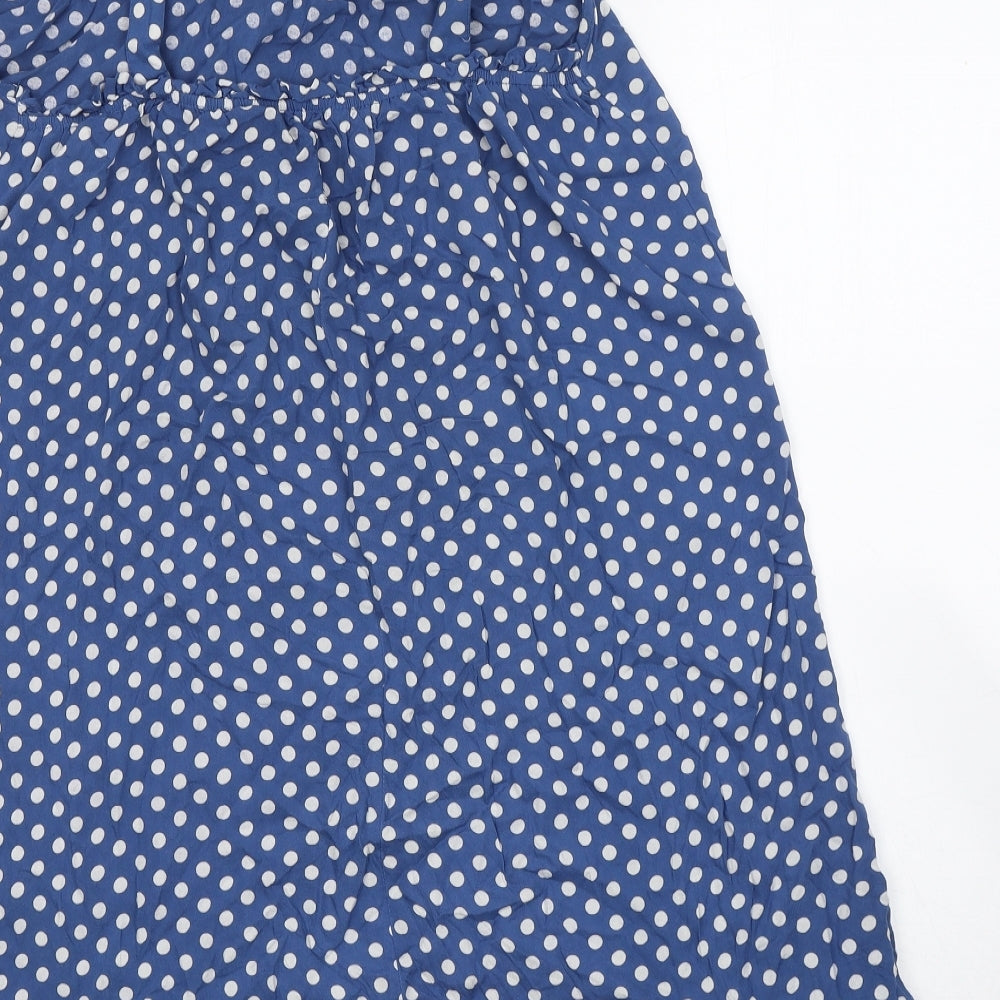 Dunnes Stores Womens Blue Polka Dot Viscose Tank Dress Size S Square Neck Pullover