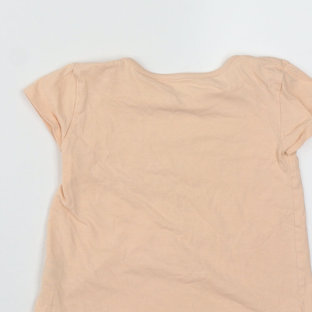 Dunnes Girls Orange Cotton Basic T-Shirt Size 3-4 Years Round Neck - Be Happy Be You